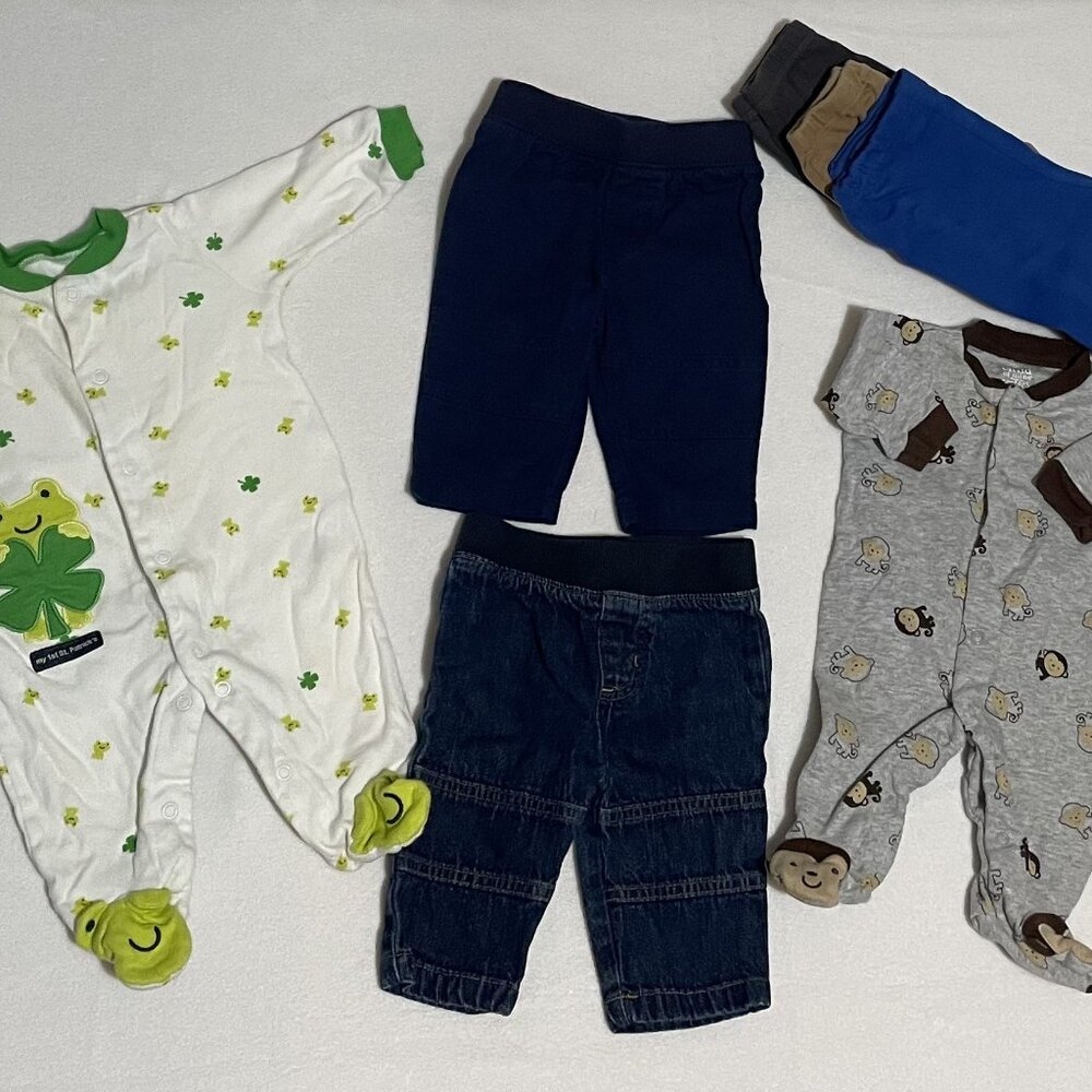 Baby Boy Clothes 0-3 months Lot of 7 Mixture of Carters, Garanimals & bon bebe